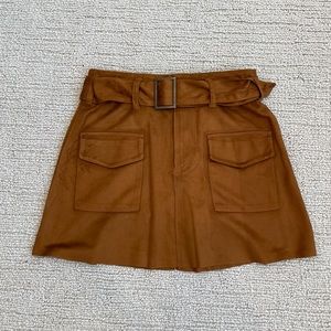Zara brown belted suede mini skirt